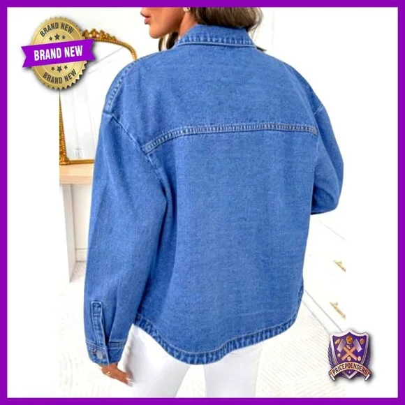 Oversized Denim Jacket Classic Boyfriend Fit Casual Chic Trendy Minimal